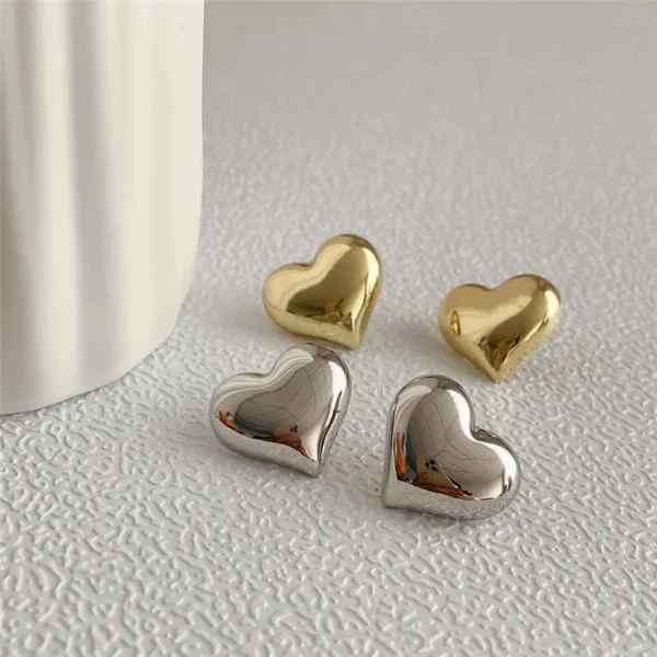 Heart-Shaped Stud Earrings - Image 3