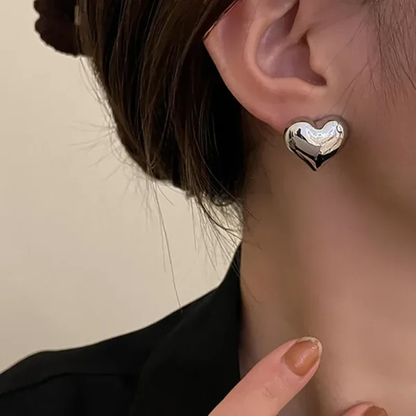 Heart-Shaped Stud Earrings - Image 2