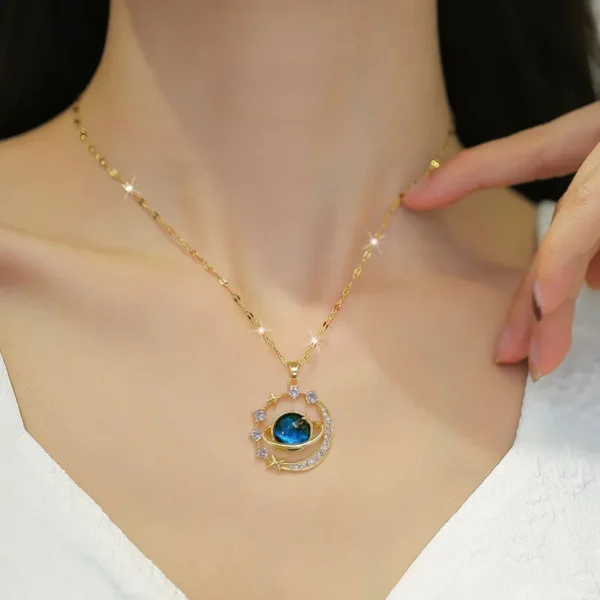 Zircon Moon Pendant Necklace - Image 2