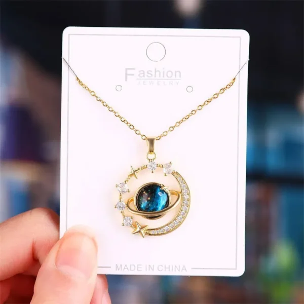 Zircon Moon Pendant Necklace - Image 4