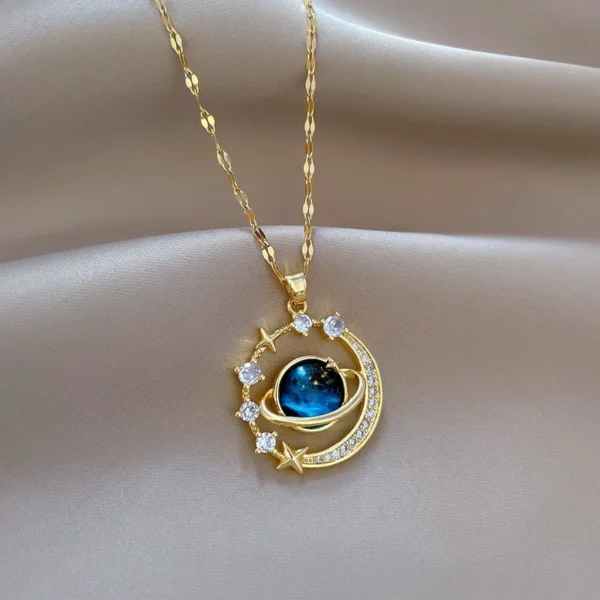 Zircon Moon Pendant Necklace