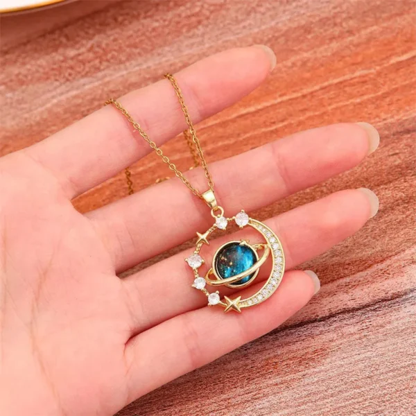 Zircon Moon Pendant Necklace - Image 5